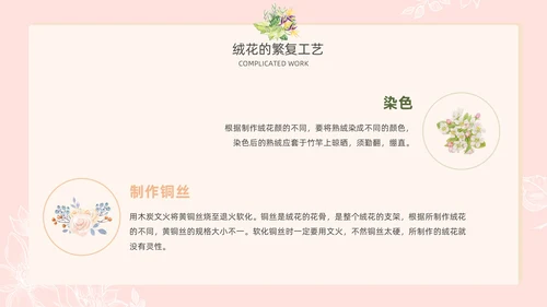 小清新风格粉色绒花开不败但愿春常在非遗绒花讲座ppt非遗非遗文化非物质文化遗产