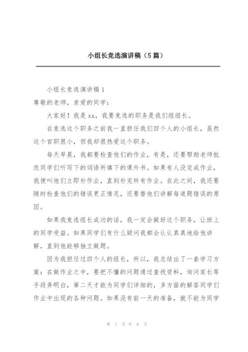 小组长竞选演讲稿（5篇）.docx