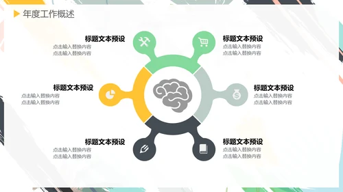 彩绘水彩背景年度总结通用PPT模板