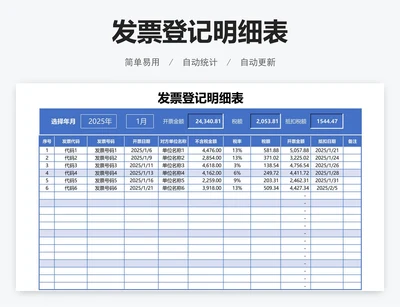 发票登记明细表