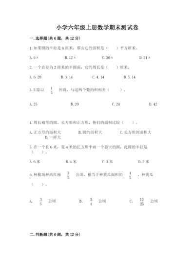 小学六年级上册数学期末测试卷及一套完整答案.docx