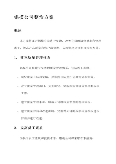 铝模公司整治方案