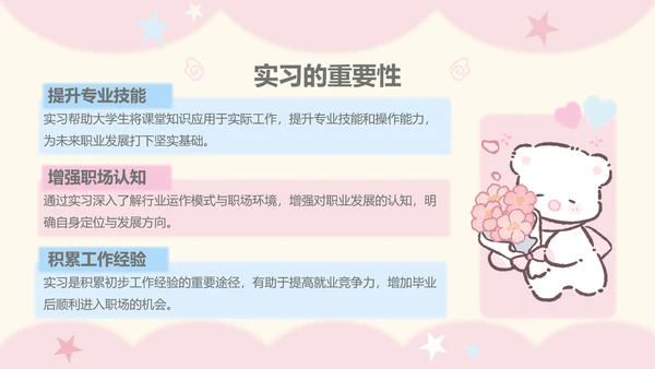 眠眠熊粉色卡通风实习报告