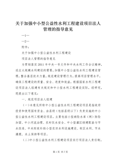 关于加强中小型公益性水利工程建设项目法人管理的指导意见.docx