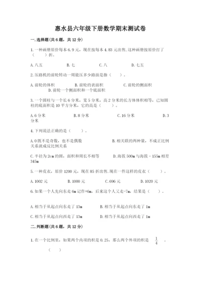 惠水县六年级下册数学期末测试卷及完整答案一套.docx