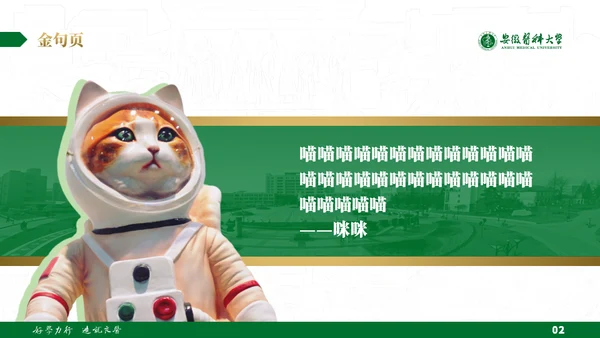 绿金配色安徽医科大学通用PPT模板