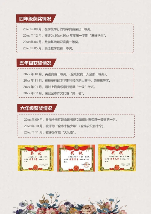 小升初特长生简历模板