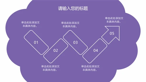 紫色云朵状几何插画PPT模板