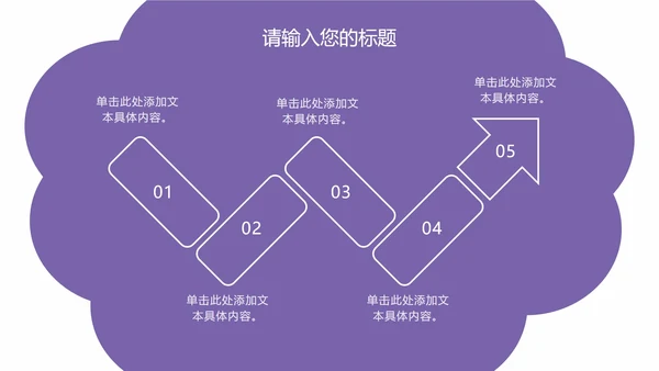 紫色云朵状几何插画PPT模板