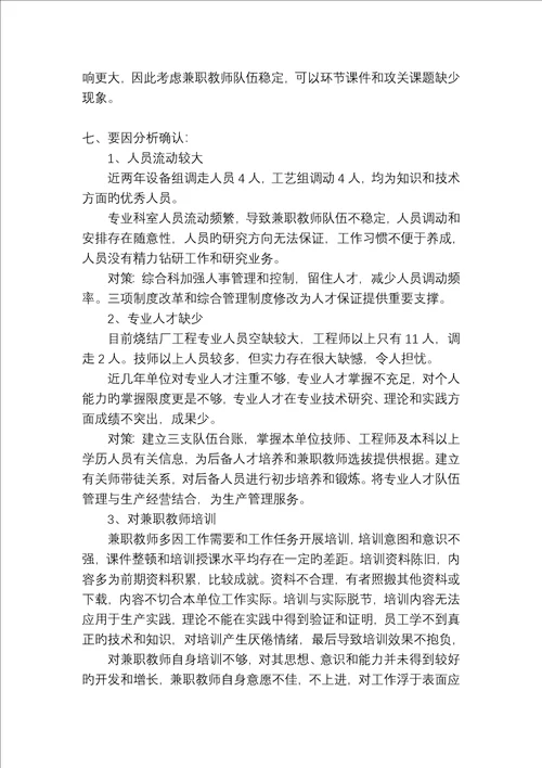 综合科QC活动成果报告师资队伍综合建设及教育培训课题扩充