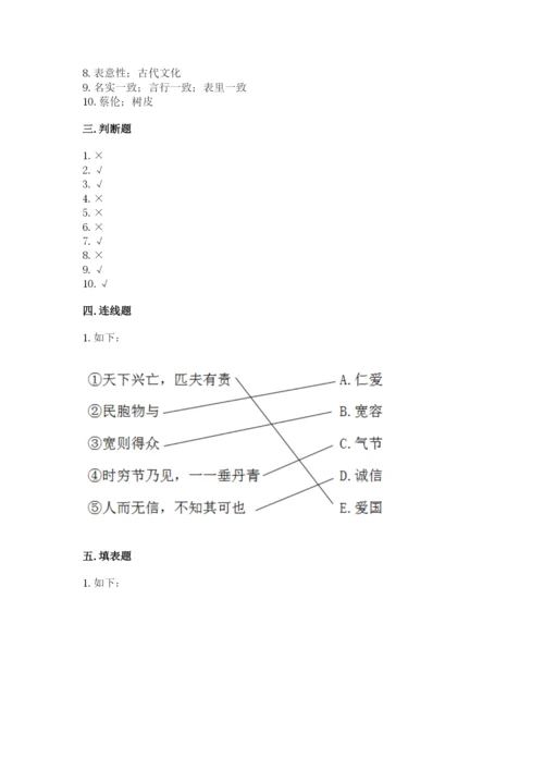 五年级上册道德与法治第四单元骄人祖先 灿烂文化测试卷含完整答案【有一套】.docx