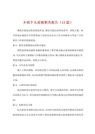 乡镇个人巡视整改报告（12篇）