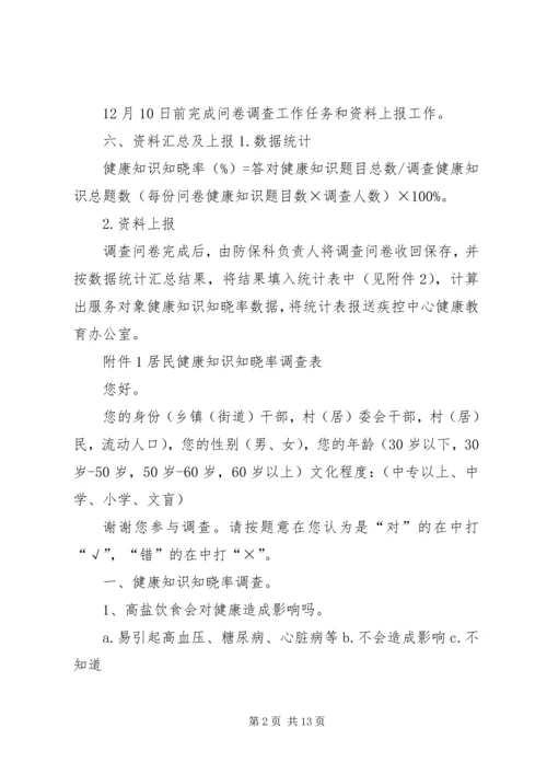 镇健康知识知晓率调查方案(1).docx