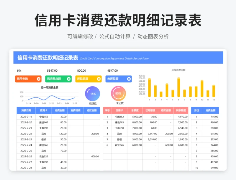 信用卡消费还款明细记录表