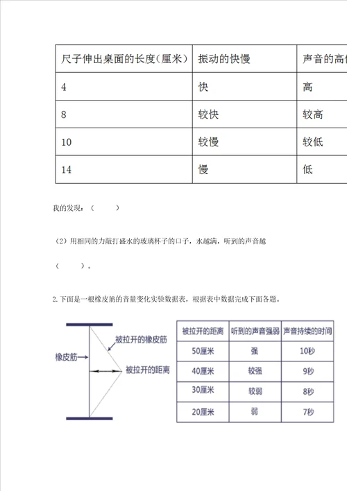 教科版科学四年级上册期末测试卷典型题word版