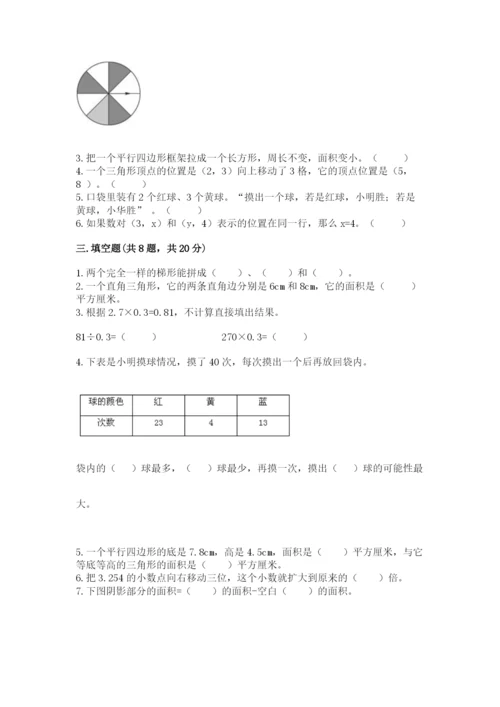 2022人教版五年级上册数学期末测试卷（预热题）word版.docx