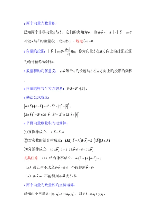 2023年高中数学必修平面向量知识点总结及常见题型.docx