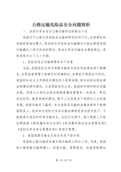 公路运输危险品安全问题探析.docx