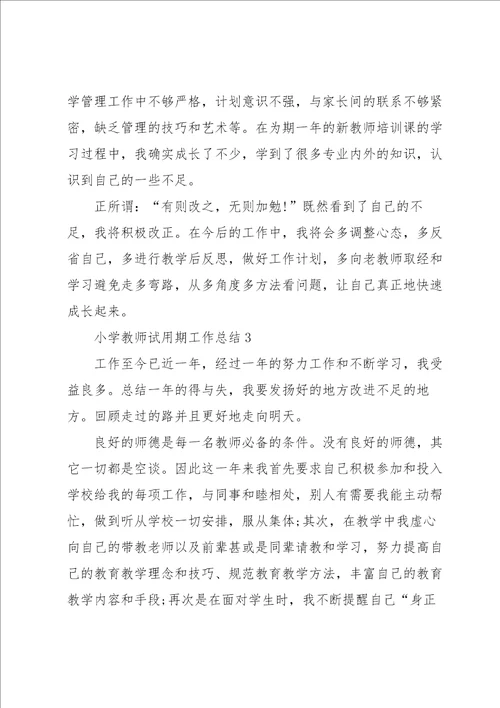 小学教师试用期工作总结5篇