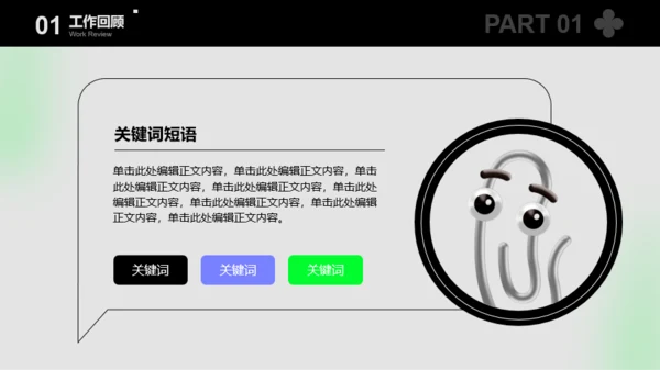 绿色简约潮流风工作总结汇报PPT模板