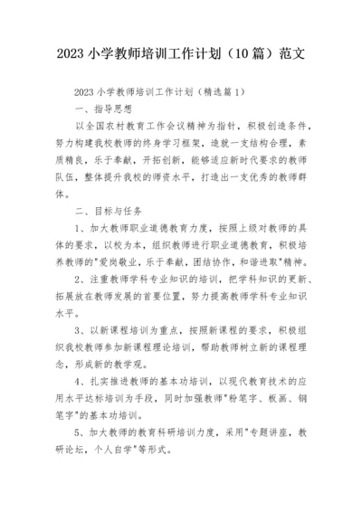 2023小学教师培训工作计划（10篇）范文.docx