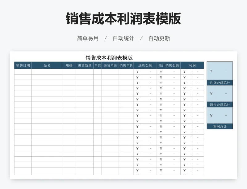 销售成本利润表模版