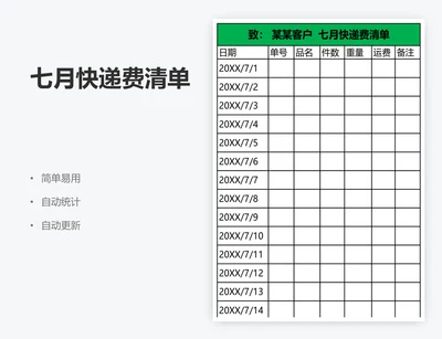 七月快递费清单