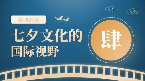 蓝橙色中国风星河为证鹊桥千年：七夕文化知识讲座PPT模板