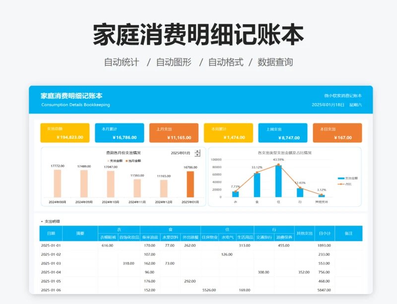 家庭消费明细记账本