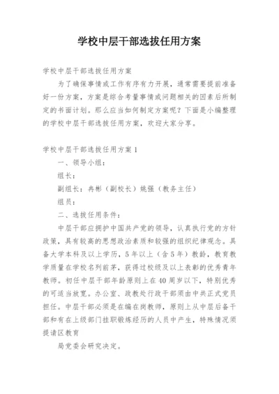 学校中层干部选拔任用方案.docx