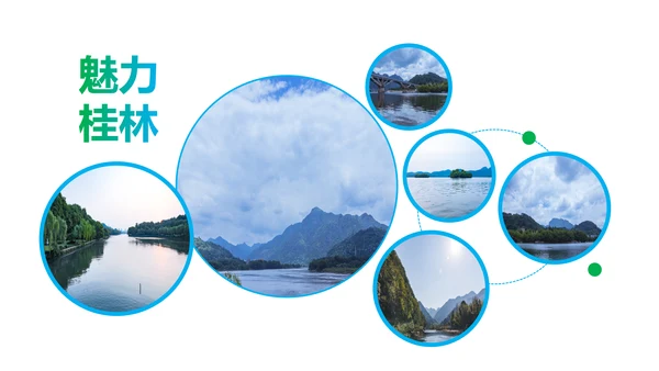 清新桂林山水甲天下旅游景点宣传PPT模板