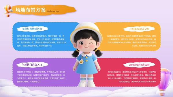 撞色3D卡通六一儿童节童趣主题派对创意策划PPT模板
