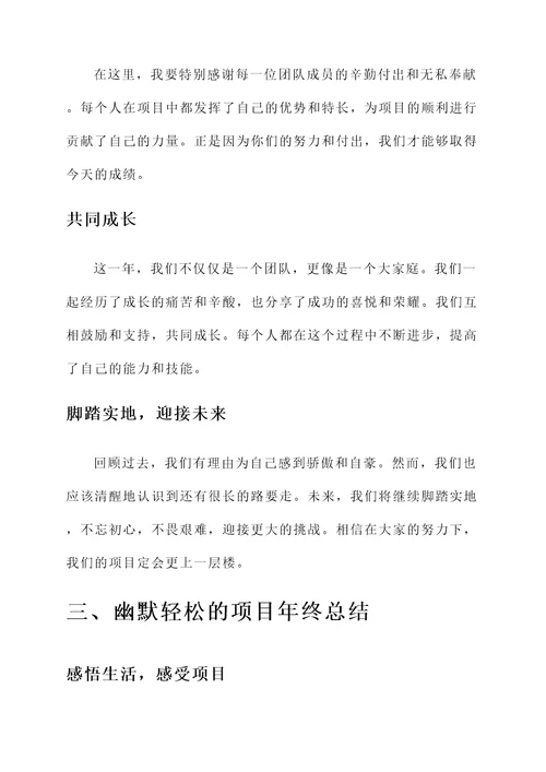 项目汇报的年终总结