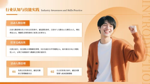 橙色简约风简历介绍PPT模板
