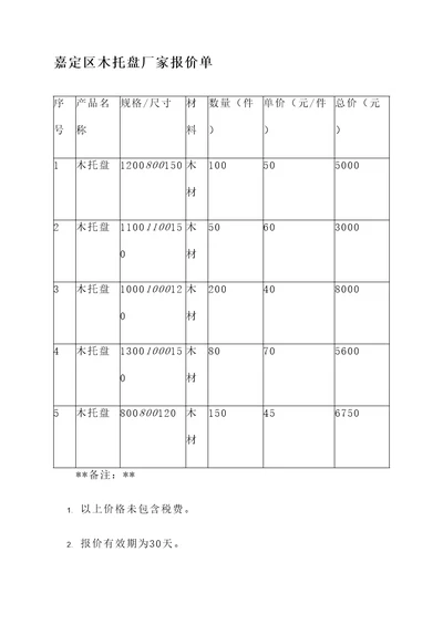 嘉定区木托盘厂家报价单