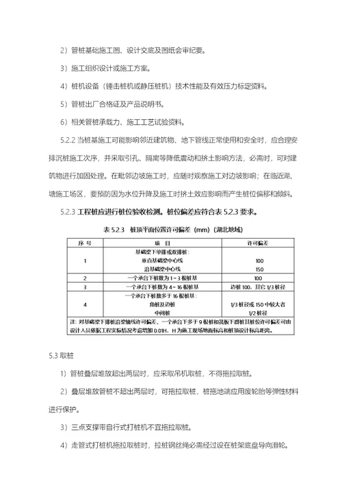 2021年预应力管桩综合施工重点技术统一综合施工重点技术重点标准