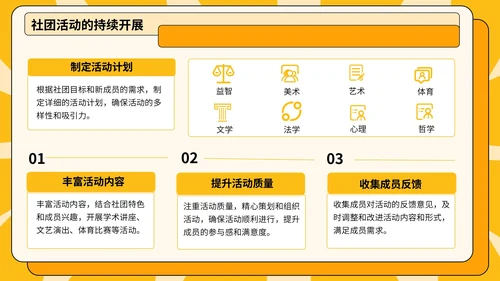 黄色插画风校园社团招新指南模板