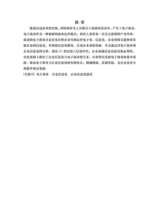 电子商务与企业信息化建设