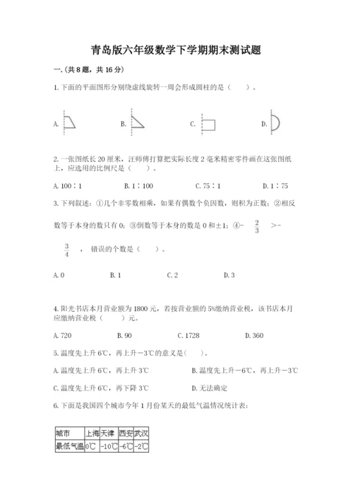 青岛版六年级数学下学期期末测试题及答案【有一套】.docx