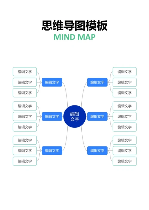 蓝色简约思维导图