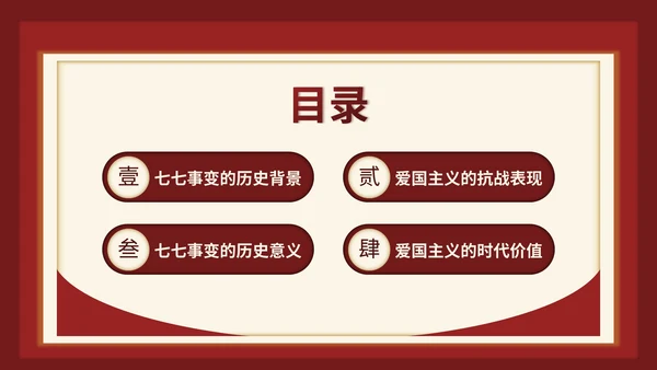 红色3D立体风七七事变的爱国主义时代解读PPT模版