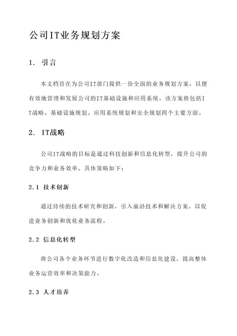 公司it业务规划方案