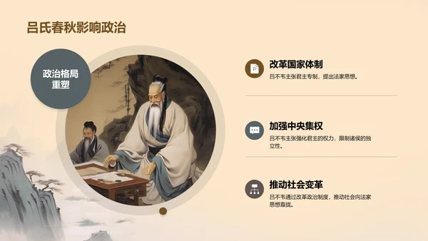 黄灰色插画复古国风名著导读吕氏春秋培训课件PPT模板