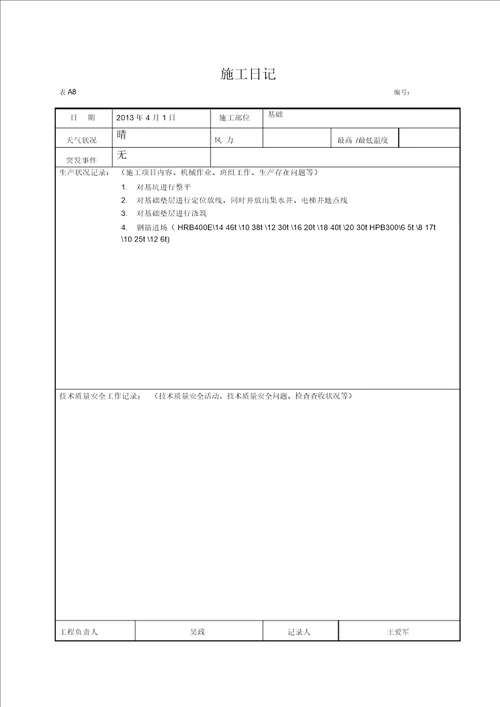 施工日志空白表格doc