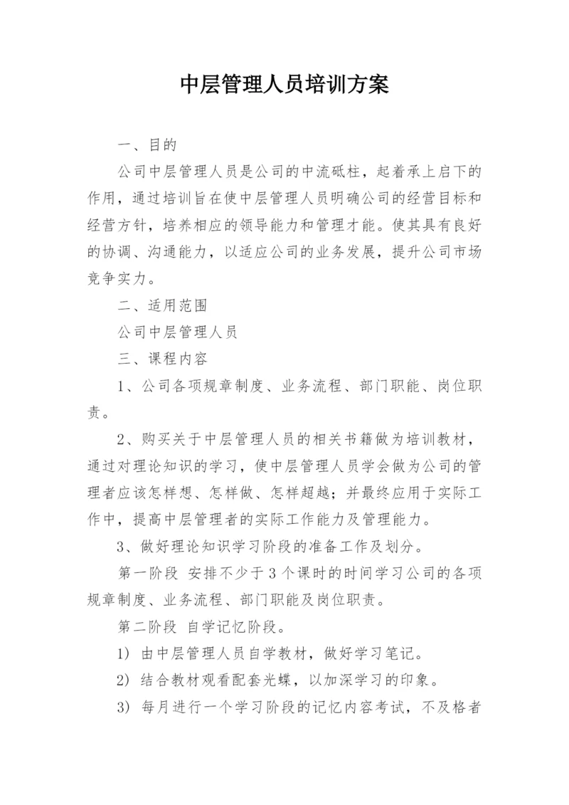 中层管理人员培训方案.docx