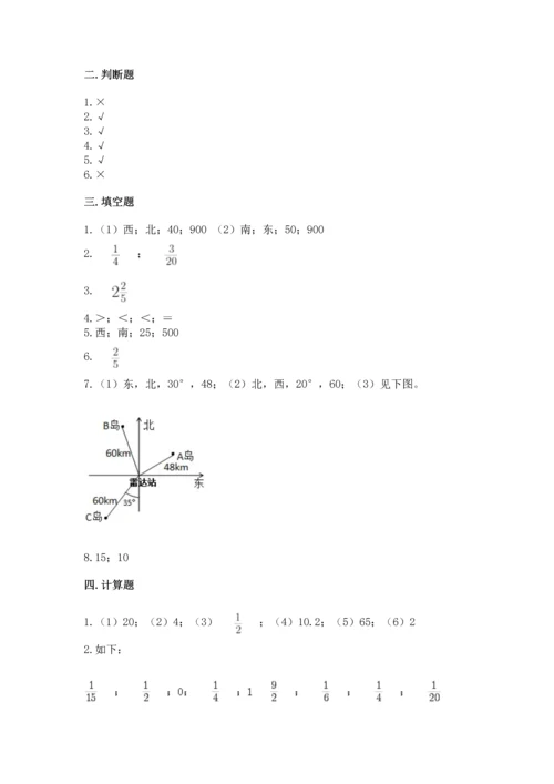 人教版六年级上册数学期中测试卷精品（a卷）.docx