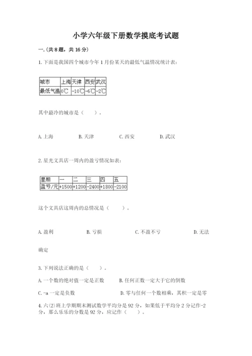 小学六年级下册数学摸底考试题（精华版）.docx
