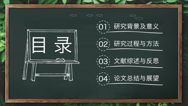 绿叶黑板毕业答辩通用PPT模板