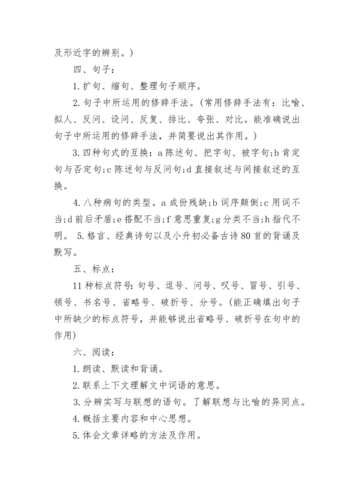 小学六年级语文期中常考知识点.docx