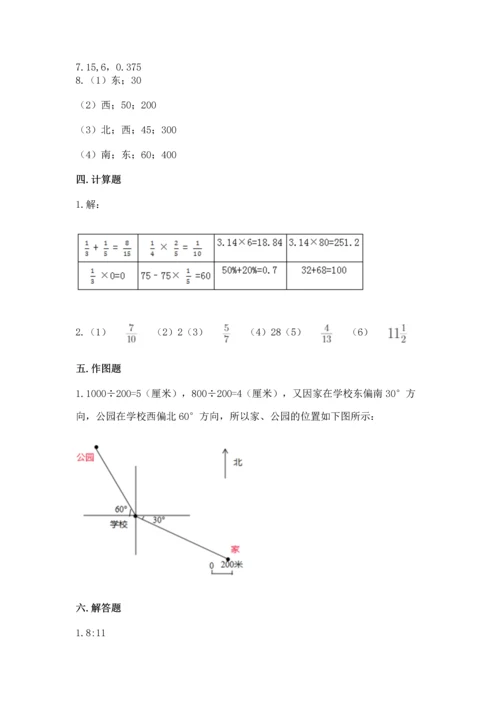 六年级上册数学期末测试卷含答案【考试直接用】.docx